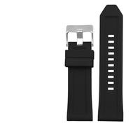 EDVTK35 Silicone Rubber Bracelet Watch Band 24mm 26mm 28mm Compatible With Diesel DZ4496 DZ4427 DZ4487 DZ4323 DZ4318 DZ4305 Mens Watches Strap(Black silver buckle,24mm)