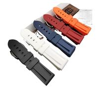 EDVTK35 Silicone Rubber Watchband 22mm 24mm 26mm Black Blue Red Orange White Watch Band Compatible With Panerai Strap Waterproof Tang(24mm Black,With Rose buckle)