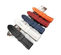 EDVTK35 Silicone Rubber Watchband 22mm 24mm 26mm Zwart Blue Red Orange White Watch Band Compatible With Panerai Strap Waterproof Watchband Free Tool(24mm Blue,With Rose buckle)