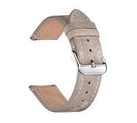 EDVTK35 Suede Leather Watch Bands 18mm 20mm 22mm Matte Cowhide Straps Compatible With GT3/GT3 Pro Bracelet Golden Brown Wristband(Khaki-Silver Buckle,20mm)