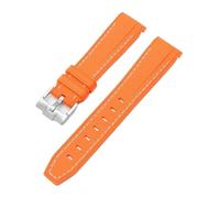 EDVTK35 Suitable For Curved End Diving Silicone Rubber Wrist Strap, Suitable Compatible With Submariner Watch Strap 20mm(Orange white)