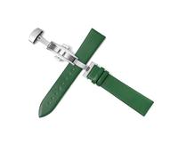 EDVTK35 Ultra-thin Needle Pattern Plain Weave Watch Strap, Men's And Women's Soft Cowhide Bracelet, Butterfly Buckle Strap(Green,Width 13mm)