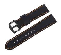 EDVTK35 Universal Silicone Strap 16/18/20/22/24mm Stainless Steel Buckle Waterproof Sport Rubber Men Replacement Bracelet Watch Band(Black orange black,22mm)