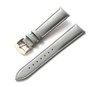 EDVTK35 Watch Leather Strap Men's And Women's Business Strap Red Brown Blue 14mm 16mm 18mm 20mm 22mm 24mm Leather Watch Accessories(Grey rose buckle,20mm)