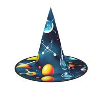 EdWal Abstract Science Chemistry Print Halloween Witch Hat Costume Accessory Women Hats For Halloween Party Cosplay For Home, Yard,