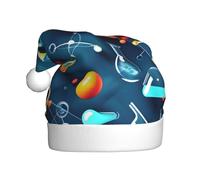 EdWal Abstract Science Chemistry Print Plush Santa Hat, Christmas Hats For Adults, Cozy Holiday Headwear, For Christmas Parties