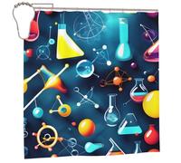 EdWal Abstract Science Chemistry Print Polyester Shower Curtain For Bathroom With Hooks 185cm Long, Waterproof Bath Accessories