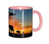 EdWal African Elephant Print Tea Cups with Handle, Ceramic Ceramic Mug for Tea and Coffee Gift for Women Microwave Safe
