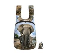 EdWal African Wild Animals Elephant Print Foldable Backpack Lightweight Hiking Bag Soft Travel Backpack Rucksack For Work And Gym