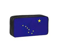 EdWal Alaska State Flag Print Pen Organizer Bag Pouch Large Capacity Pencil Case with Zipper Durable Pen Case for Stationery