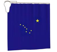 EdWal Alaska State Flag Print Polyester Shower Curtain For Bathroom With Hooks 185cm Long, Waterproof Bath Accessories