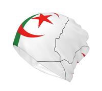 EdWal Algeria Flag Map Print Slouchy Beanie Hat, Multifunction Beanie Hat Lightweight Beanie Sleep Hats for Women Men Black