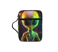 EdWal Alien Planet Print Bible Case Cosmetic Bag with Sturdy Handle Wash Bag Tablet Sleeve Small Tool Bag for Books