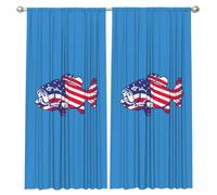 Edwal American Flag Patriotic Fishing Print 2 Panel Long Blackout Curtains 52x84 Inch Soft Curtains And Drapes Privacy Shading Design