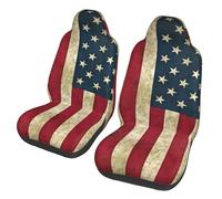 EdWal American Flag Print Front Seat Covers, Easy To Install Two Car Seat Protector Cover Set Accessories Auto Trucks Suv