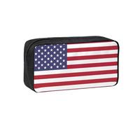 EdWal American Flag Print Pen Organizer Bag Pouch Large Capacity Pencil Case with Zipper Durable Pen Case for Stationery