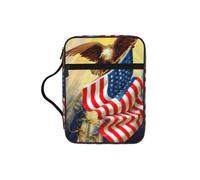 EdWal American USA Flag Eagle Art Print Bible Case Cosmetic Bag with Sturdy Handle Wash Bag Tablet Sleeve Small Tool Bag for Books