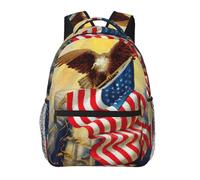 EdWal American Usa Flag Eagle Art Print Hiking Backpack Laptop Backpack For Men Women Waterproof Rucksack Easy To Clean Travel Bag