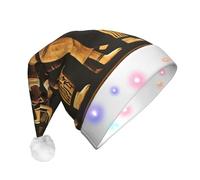 EdWal Ancient Egyptian Hieroglyph Print Led Christmas Beanie Light Up Christmas Hats, Knit Hats With Led Lights, Unisex Winter Santa Hat
