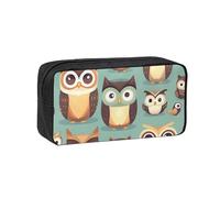 Edwal Animal Cartoon Owls Cute Print Pen Organizer Bag Pouch Large Capacity Pencil Case with Zipper Durable Pen Case for Stationery