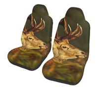 EdWal Animal Deer Print Front Seat Covers, Easy To Install Two Car Seat Protector Cover Set Accessories Auto Trucks Suv