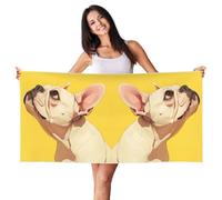 EdWal Animal Dog French Bulldog Print Spa Bath Towels 70cm X 140cm,Soft Quick Drying Beach Towels For Bathroom,Gym,Travel