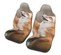 EdWal Animal Fox Pattern Print Front Seat Covers, Easy To Install Two Car Seat Protector Cover Set Accessories Auto Trucks Suv