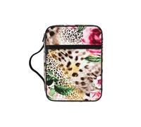 EdWal Animal Tiger Leopard Print Rose Flower Print Bible Case Cosmetic Bag with Sturdy Handle Wash Bag Tablet Sleeve Small Tool Bag for Books
