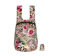 EdWal Animal Tiger Leopard Print Rose Flower Print Foldable Backpack Lightweight Hiking Bag Soft Travel Backpack Rucksack For Work And Gym