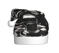 EdWal Barber Shop Monochrome Style Print Plush Santa Hat, Christmas Hats For Adults, Cozy Holiday Headwear, For Christmas Parties