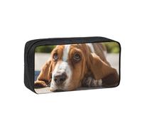 EdWal Basset Hound Print Pen Organizer Bag Pouch Large Capacity Pencil Case with Zipper Durable Pen Case for Stationery