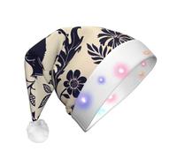 EdWal Bat Pattern Print Led Christmas Beanie Light Up Christmas Hats, Knit Hats With Led Lights, Unisex Winter Santa Hat