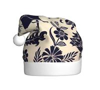 EdWal Bat Pattern Print Plush Santa Hat, Christmas Hats For Adults, Cozy Holiday Headwear, For Christmas Parties