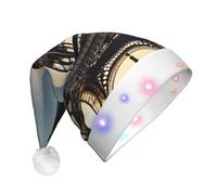 EdWal Beautiful Eiffel Tower Paris Print Led Christmas Beanie Light Up Christmas Hats, Knit Hats With Led Lights, Unisex Winter Santa Hat