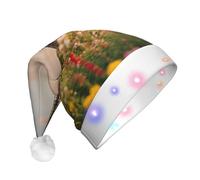 EdWal Beautiful Eiffel Tower Paris Print Led Christmas Beanie Light Up Christmas Hats, Knit Hats With Led Lights, Unisex Winter Santa Hat