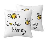 EdWal Bee Love Honey Print Couch Throw Pillow Covers, Set Of 2, Decorative Pillow Covers, Cushion Case, For Sofa Bed