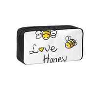 EdWal Bee Love Honey Print Pen Organizer Bag Pouch Large Capacity Pencil Case with Zipper Durable Pen Case for Stationery