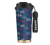 EdWal Bikes Bicycle Cycling Print Insulated Stainless Steel Travel Coffee Mug,Coffee Cups with Lids, for Hot Cold Drinks