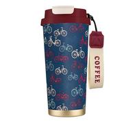 EdWal Bikes Bicycle Cycling Print Insulated Stainless Steel Travel Coffee Mug,Coffee Cups with Lids, for Hot Cold Drinks