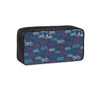 EdWal Bikes Bicycle Cycling Print Pen Organizer Bag Pouch Large Capacity Pencil Case with Zipper Durable Pen Case for Stationery