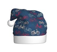 EdWal Bikes Bicycle Cycling Print Plush Santa Hat, Christmas Hats For Adults, Cozy Holiday Headwear, For Christmas Parties