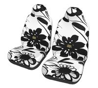 EdWal Black And White Flowers Print Front Seat Covers, Easy To Install Two Car Seat Protector Cover Set Accessories Auto Trucks Suv