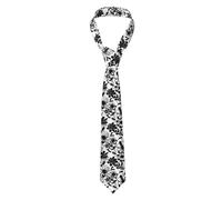 EdWal Black And White Flowers Print Men'S Neckties Tie Fashion Tie Funny Ties, For Wedding Party Meeting Outfit