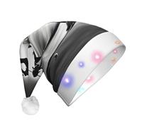 EdWal Black And White Golfs Print Led Christmas Beanie Light Up Christmas Hats, Knit Hats With Led Lights, Unisex Winter Santa Hat