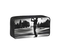 EdWal Black and White Golfs Print Pen Organizer Bag Pouch Large Capacity Pencil Case with Zipper Durable Pen Case for Stationery