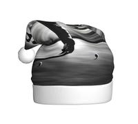 EdWal Black And White Golfs Print Plush Santa Hat, Christmas Hats For Adults, Cozy Holiday Headwear, For Christmas Parties