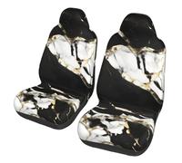 EdWal Black And White Marble Texture Print Front Seat Covers, Easy To Install Two Car Seat Protector Cover Set Accessories Auto Trucks Suv