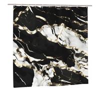 EdWal Black And White Marble Texture Print Polyester Shower Curtain For Bathroom With Hooks 185cm Long, Waterproof Bath Accessories