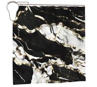 EdWal Black And White Marble Texture Print Polyester Shower Curtain For Bathroom With Hooks 185cm Long, Waterproof Bath Accessories