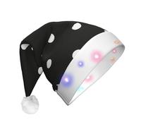 EdWal Black And White Polka Dot Print Led Christmas Beanie Light Up Christmas Hats, Knit Hats With Led Lights, Unisex Winter Santa Hat